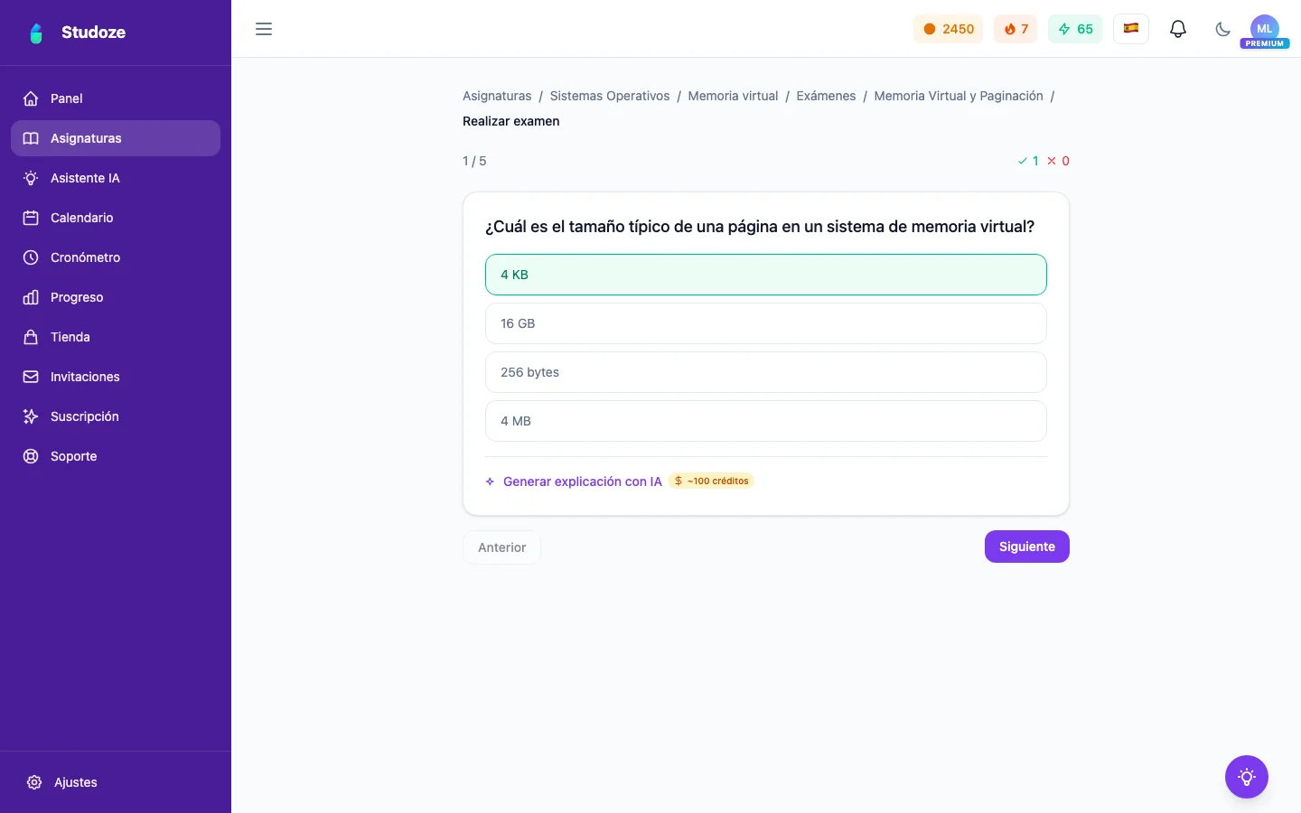 Exámenes tipo test