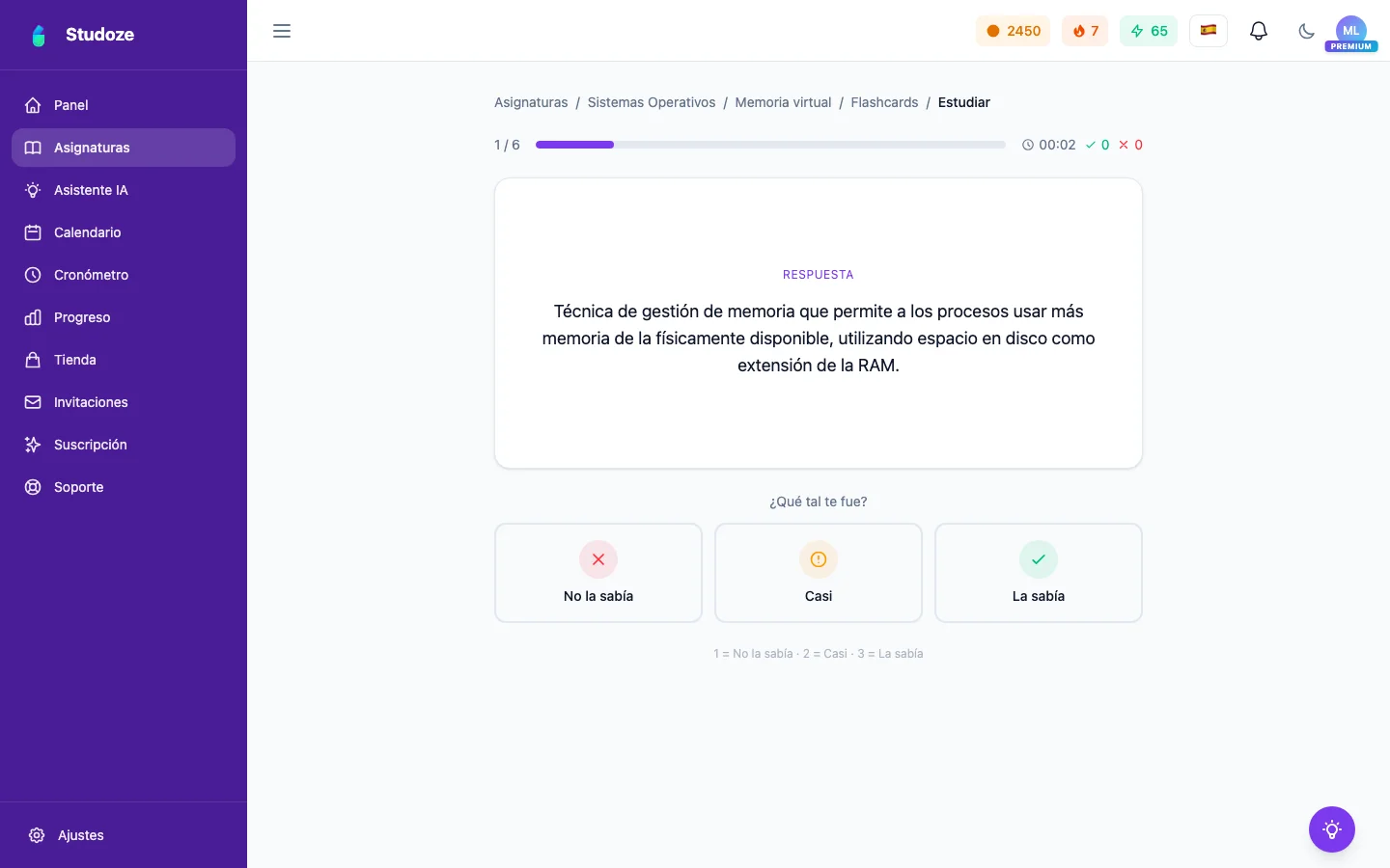 Estudio de flashcards